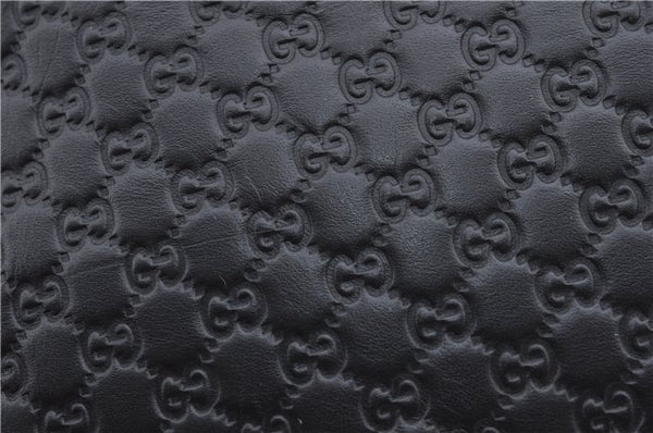 Authentic GUCCI Micro GG Guccissima Leather Clutch Hand Bag Purse Black J2252