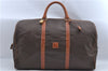 Authentic CELINE Macadam Blason Pattern Boston Bag PVC Leather Brown J2256