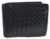 Authentic BOTTEGA VENETA Intrecciato Leather Bifold Wallet Purse Black J2259