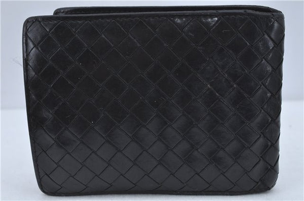 Authentic BOTTEGA VENETA Intrecciato Leather Bifold Wallet Purse Black J2259