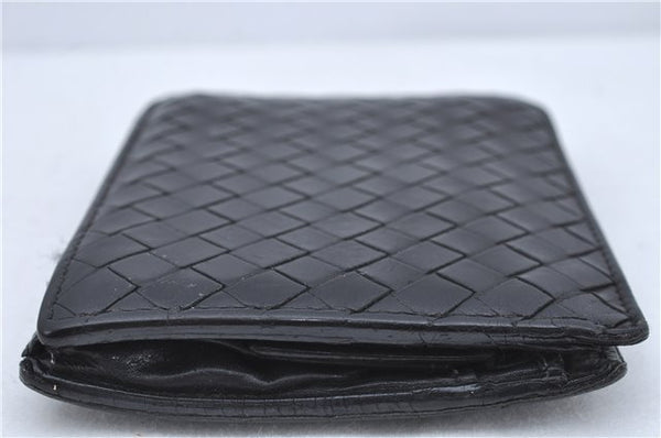 Authentic BOTTEGA VENETA Intrecciato Leather Bifold Wallet Purse Black J2259