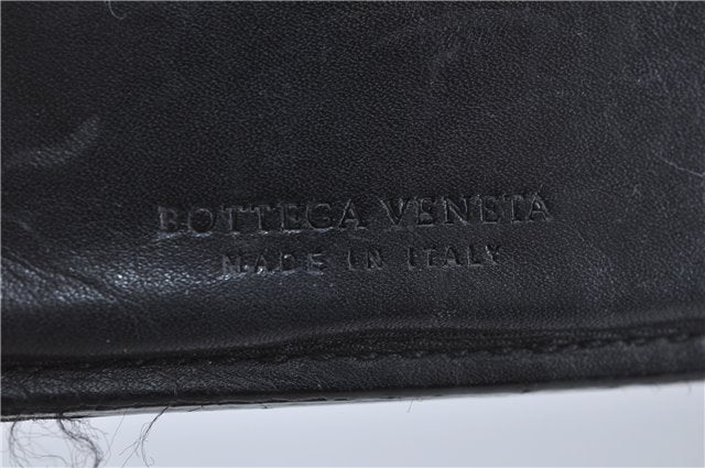 Authentic BOTTEGA VENETA Intrecciato Leather Bifold Wallet Purse Black J2259