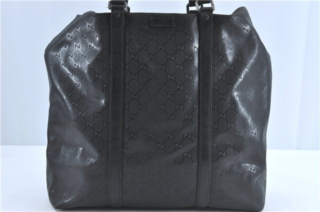 Authentic GUCCI GG Imprime Shoulder Hand Bag PVC Leather 223668 Black J2263