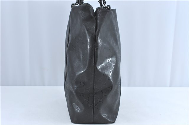Authentic GUCCI GG Imprime Shoulder Hand Bag PVC Leather 223668 Black J2263