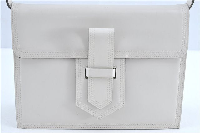 Authentic YVES SAINT LAURENT Shoulder Cross Body Bag Purse Leather White J2265