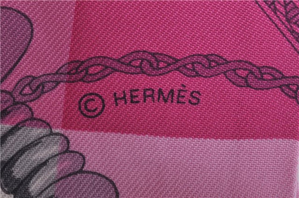 Authentic HERMES Twilly Scarf "Mors et Gourmettes Vichy" Silk Pink J2266