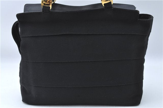 Authentic Salvatore Ferragamo 2Way Shoulder Hand Bag Nylon Leather Black J2268
