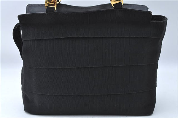 Authentic Salvatore Ferragamo 2Way Shoulder Hand Bag Nylon Leather Black J2268