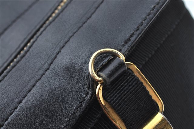 Authentic Salvatore Ferragamo 2Way Shoulder Hand Bag Nylon Leather Black J2268