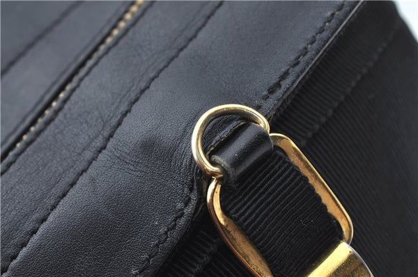 Authentic Salvatore Ferragamo 2Way Shoulder Hand Bag Nylon Leather Black J2268