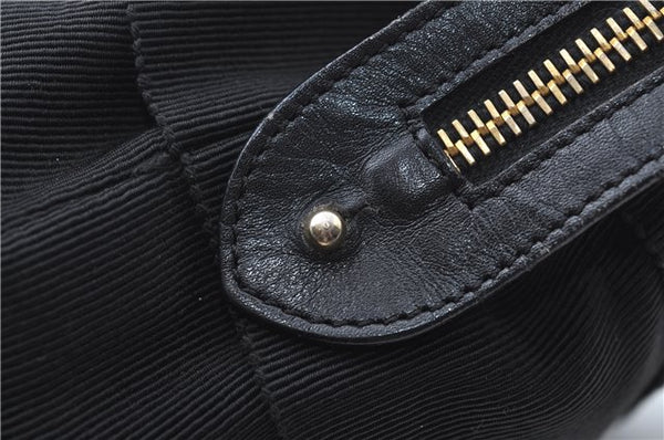 Authentic Salvatore Ferragamo 2Way Shoulder Hand Bag Nylon Leather Black J2268