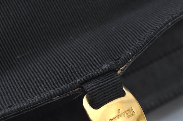 Authentic Salvatore Ferragamo 2Way Shoulder Hand Bag Nylon Leather Black J2268