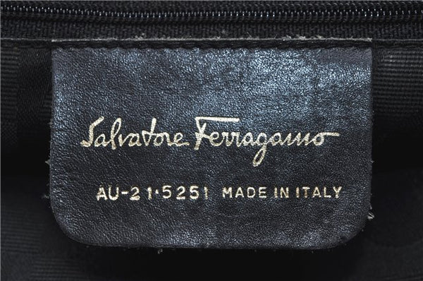 Authentic Salvatore Ferragamo 2Way Shoulder Hand Bag Nylon Leather Black J2268
