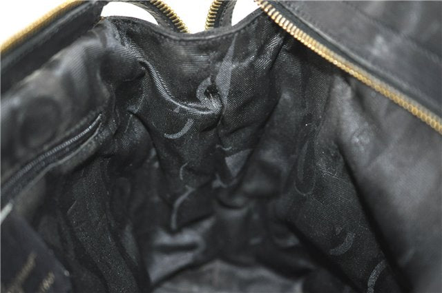 Authentic Salvatore Ferragamo 2Way Shoulder Hand Bag Nylon Leather Black J2268
