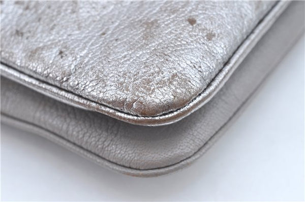 Authentic MIU MIU Leather Shoulder Cross Body Bag Purse Silver Light Gray J2269