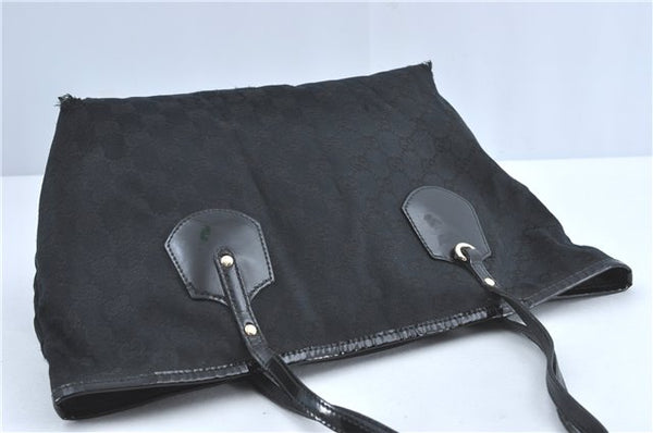 Authentic GUCCI Jolie Shoulder Tote Bag GG Canvas Enamel 211976 Black J2271