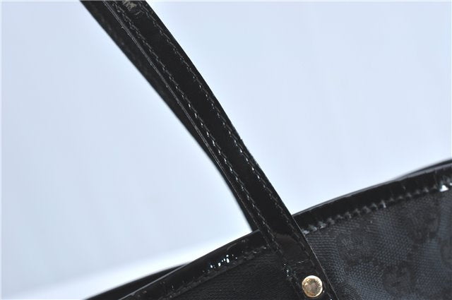 Authentic GUCCI Jolie Shoulder Tote Bag GG Canvas Enamel 211976 Black J2271