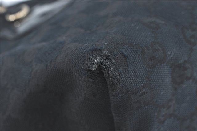 Authentic GUCCI Jolie Shoulder Tote Bag GG Canvas Enamel 211976 Black J2271