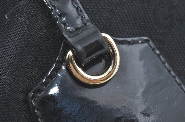 Authentic GUCCI Jolie Shoulder Tote Bag GG Canvas Enamel 211976 Black J2271