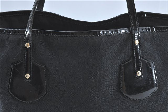 Authentic GUCCI Jolie Shoulder Tote Bag GG Canvas Enamel 211976 Black J2271