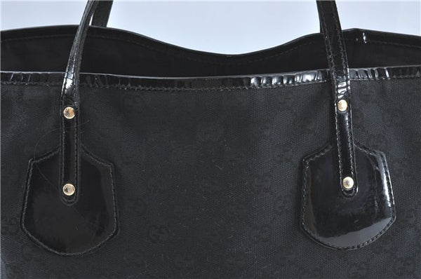 Authentic GUCCI Jolie Shoulder Tote Bag GG Canvas Enamel 211976 Black J2271