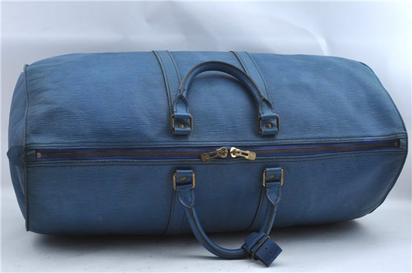 Authentic Louis Vuitton Epi Keepall 55 Boston Bag Blue M42955 LV J2276