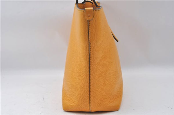 Authentic Salvatore Ferragamo Gancini Leather Hand Tote Bag Purse Yellow J2280