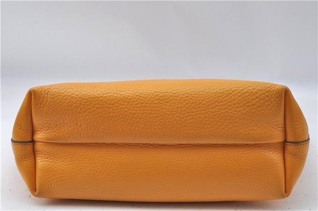 Authentic Salvatore Ferragamo Gancini Leather Hand Tote Bag Purse Yellow J2280