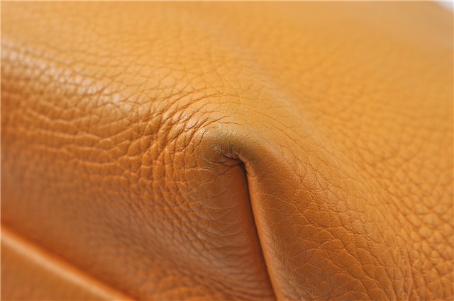 Authentic Salvatore Ferragamo Gancini Leather Hand Tote Bag Purse Yellow J2280