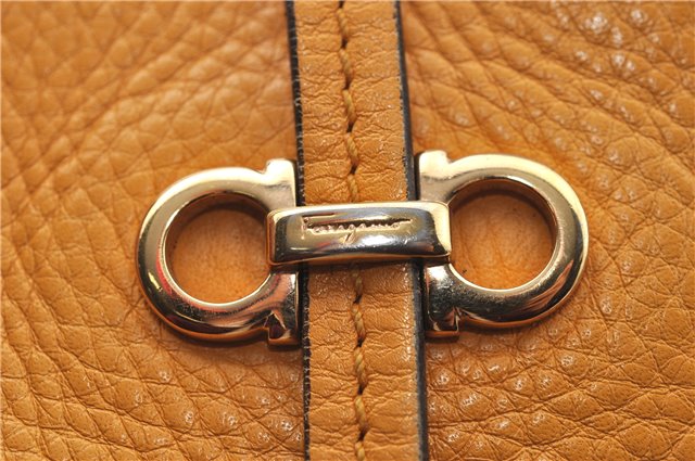 Authentic Salvatore Ferragamo Gancini Leather Hand Tote Bag Purse Yellow J2280