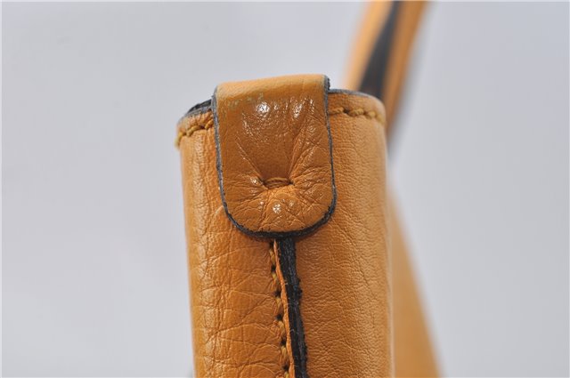 Authentic Salvatore Ferragamo Gancini Leather Hand Tote Bag Purse Yellow J2280