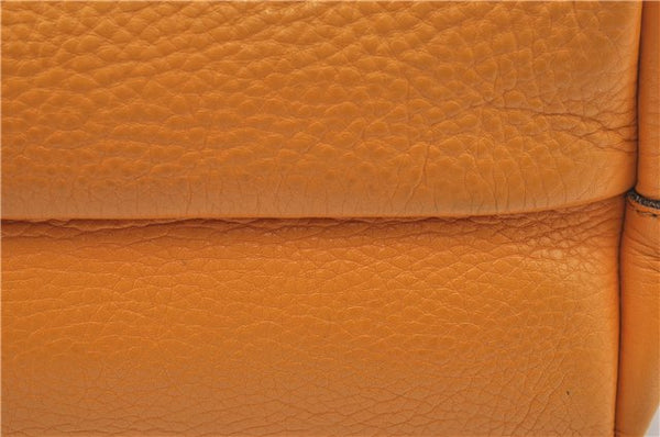 Authentic Salvatore Ferragamo Gancini Leather Hand Tote Bag Purse Yellow J2280
