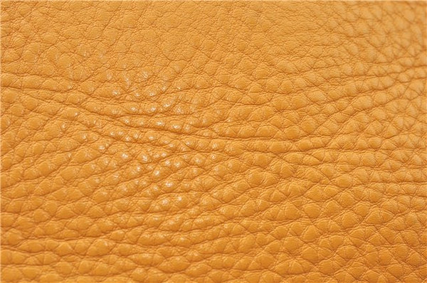 Authentic Salvatore Ferragamo Gancini Leather Hand Tote Bag Purse Yellow J2280