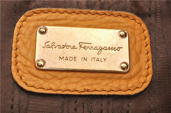 Authentic Salvatore Ferragamo Gancini Leather Hand Tote Bag Purse Yellow J2280