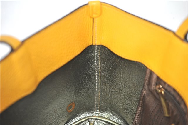 Authentic Salvatore Ferragamo Gancini Leather Hand Tote Bag Purse Yellow J2280