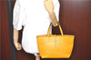 Authentic Salvatore Ferragamo Gancini Leather Hand Tote Bag Purse Yellow J2280