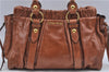 Authentic MIU MIU Leather 2Way Shoulder Cross Body Hand Bag Purse Brown J2282