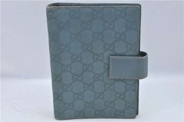 Authentic GUCCI Guccissima Notebook Cover GG Leather 115241 Blue J2283