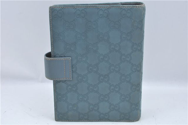 Authentic GUCCI Guccissima Notebook Cover GG Leather 115241 Blue J2283