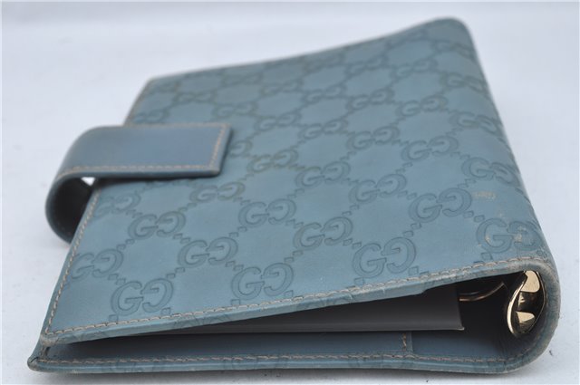 Authentic GUCCI Guccissima Notebook Cover GG Leather 115241 Blue J2283
