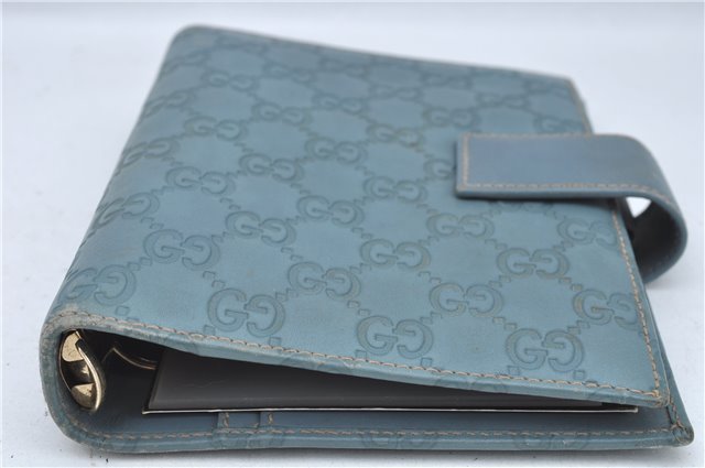 Authentic GUCCI Guccissima Notebook Cover GG Leather 115241 Blue J2283
