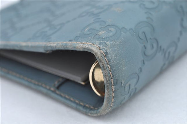 Authentic GUCCI Guccissima Notebook Cover GG Leather 115241 Blue J2283