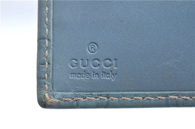 Authentic GUCCI Guccissima Notebook Cover GG Leather 115241 Blue J2283