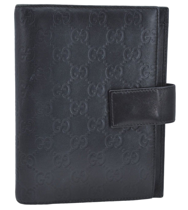 Authentic GUCCI Guccissima Notebook Cover GG Leather 115241 Black J2284