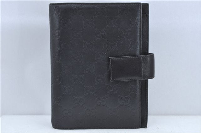 Authentic GUCCI Guccissima Notebook Cover GG Leather 115241 Black J2284