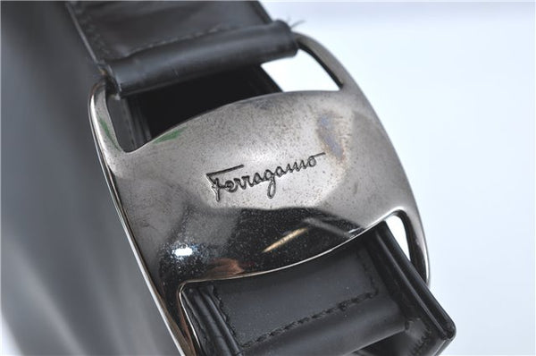 Authentic Salvatore Ferragamo Vara Shoulder Hand Bag Leather Black SF J2287