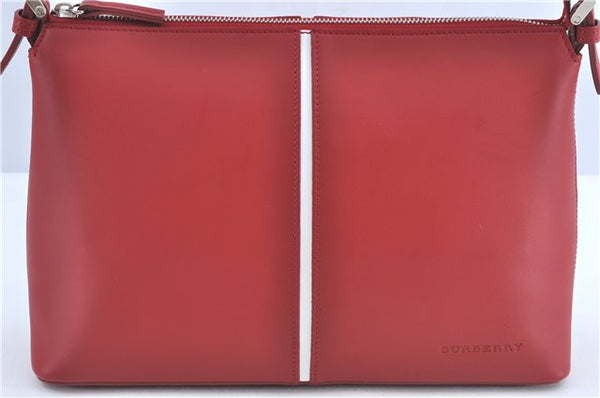 Authentic BURBERRY Vintage Leather Shoulder Hand Bag Purse Red J2289