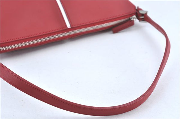 Authentic BURBERRY Vintage Leather Shoulder Hand Bag Purse Red J2289