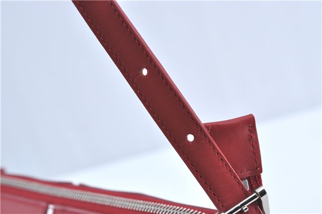 Authentic BURBERRY Vintage Leather Shoulder Hand Bag Purse Red J2289