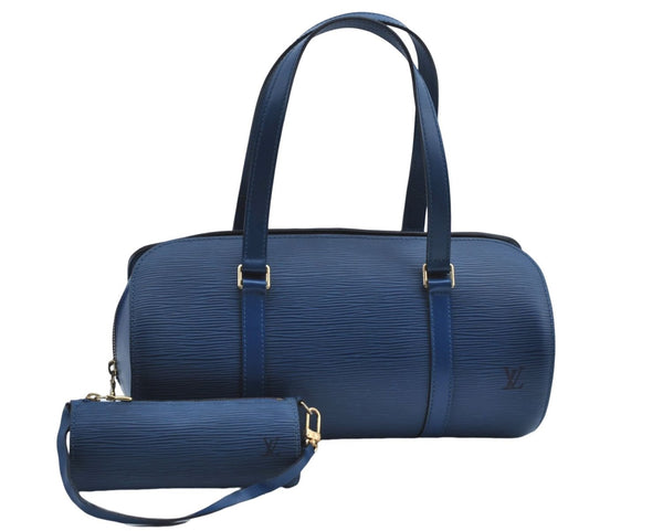 Authentic Louis Vuitton Epi Soufflot Hand Bag Blue M52225 LV J2297
